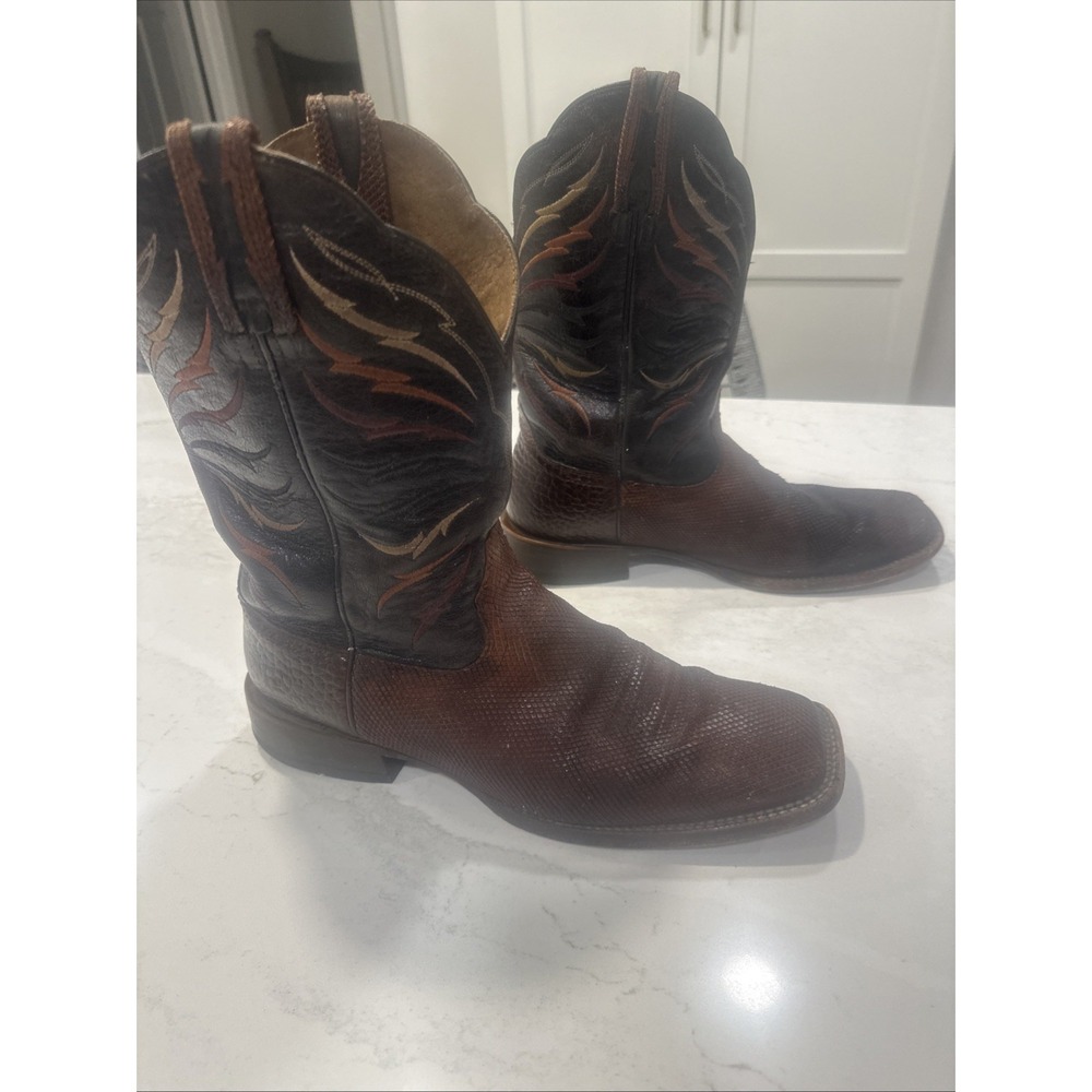 Ariat Boots Men 13D ATS Pro Switchblade Brown Lizard Print Square Toe